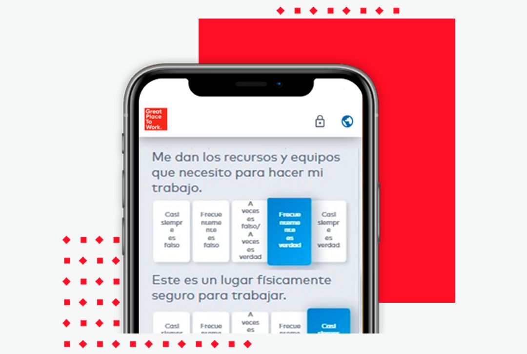 Encuesta en móvil para la certificación Great Place To Work